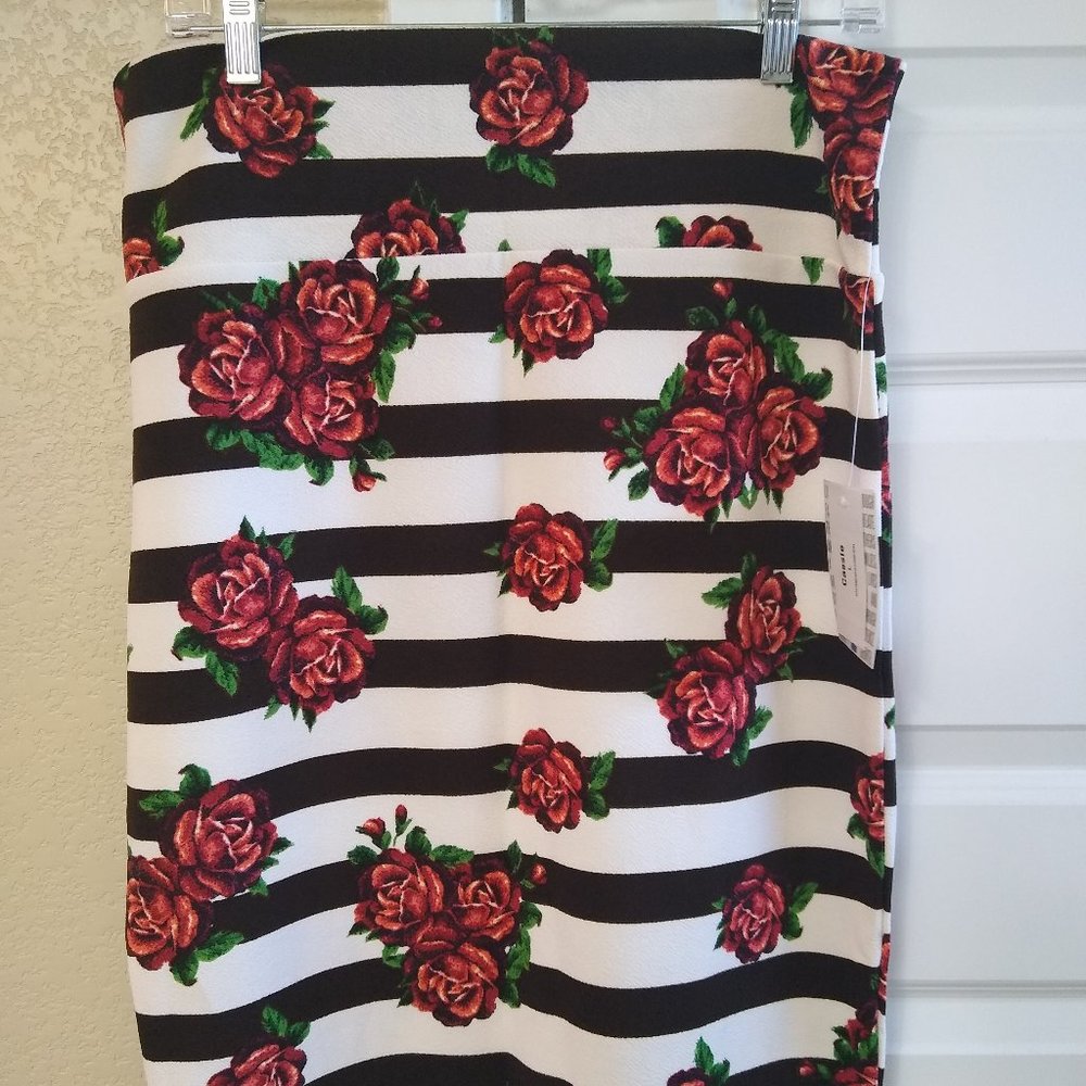 NWT, HTF LuLaRoe Stripes and Roses Cassie